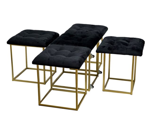 Puff-transformer 5in1 - 5 stools in 1 pouffe black velvet - imagine 6