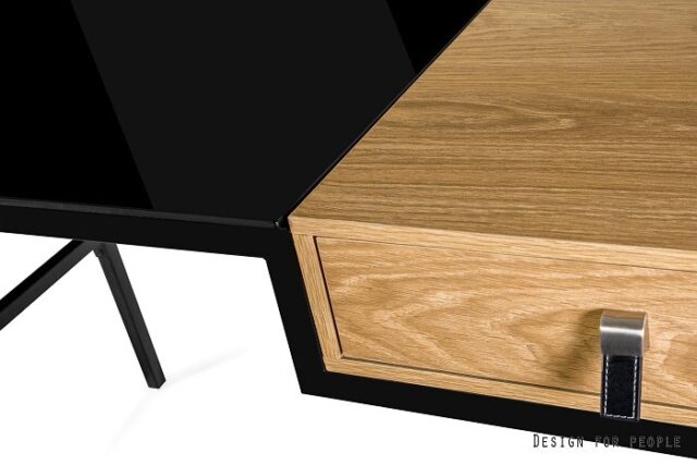 Desk with drawer Unique LESTE 120 x 60 cm black/oak - imagine 2