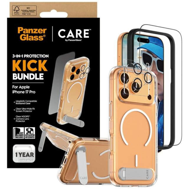 CARE by PanzerGlass Feature Kick 3in1 Case + Glass + Lens Protection Kit for iPhone 17 Pro - imagine 4