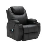 EXTRALINK FOTEL WYPOCZYNKOWY MASUJĄCY Z PODNÓŻKIEM CZARNY