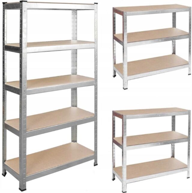 REGAŁ MAGAZYNOWY METALOWY SREBRNY 150X75X35CM - imagine 2