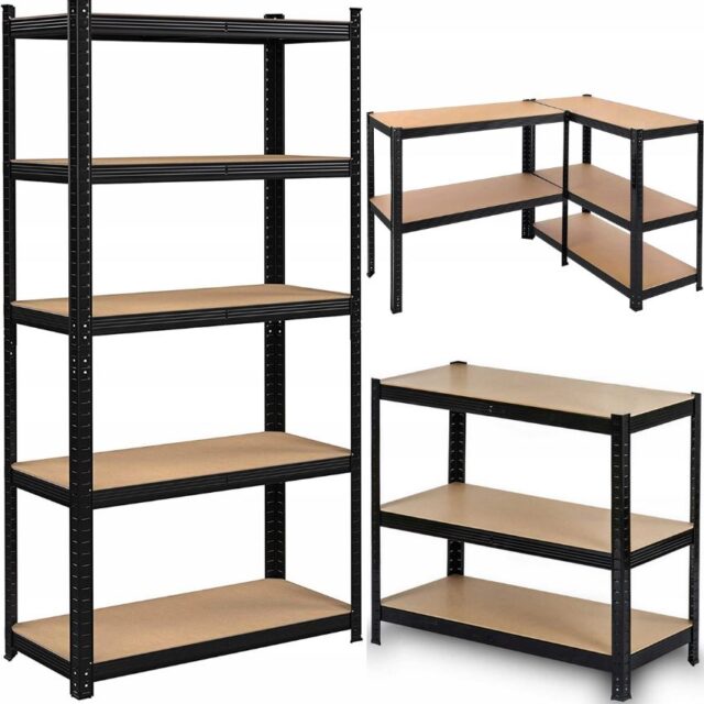 REGAŁ MAGAZYNOWY METALOWY CZARNY 220X90X40CM - imagine 2