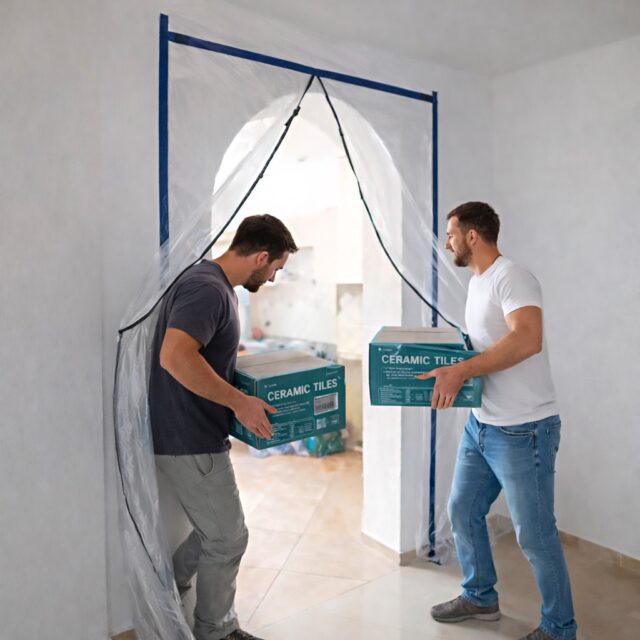 DRZWI PRZECIWPYŁOWE REMONTOWE, KURTYNA PRZECIWKURZOWA 220X110 PROSTA - imagine 5