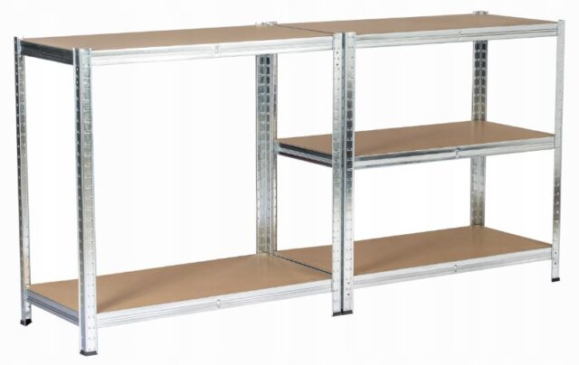 REGAŁ MAGAZYNOWY METALOWY SREBRNY 205X120X45CM - imagine 2