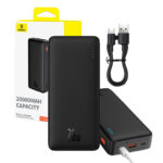Acumulator extern Powerbank Baseus Airpow, 20000mAh, 20W, Incarcare rapida, USB-C, USB-A, cablu USB-C la USB-A inclus Black