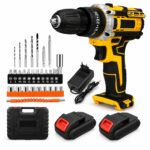Extralink Tools Yellow Cordless Drill with 2 Batteries