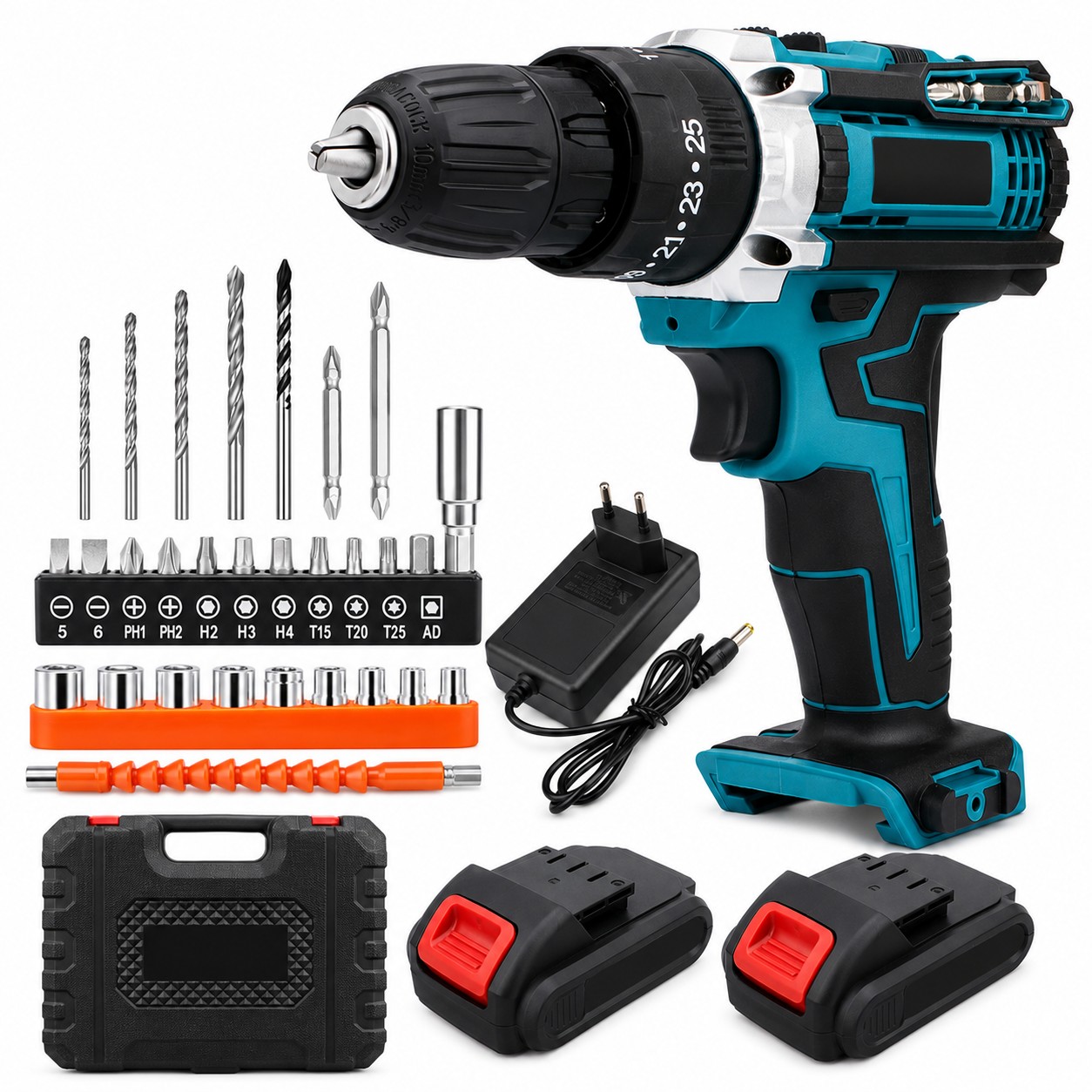 cps-b1f448e96fceddf09572277d9607ae10-2026-06-14-17-48-11 EXTRALINK TOOLS WIERTARKO-WKRĘTARKA AKUMULATOROWA NIEBIESKA + 2 AKUMULATORY - imagine 1
